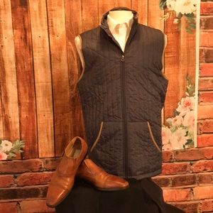 Men's Quilted Vest - Blue and Tan